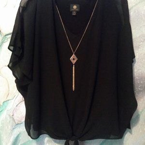 Black layered top with gold chain